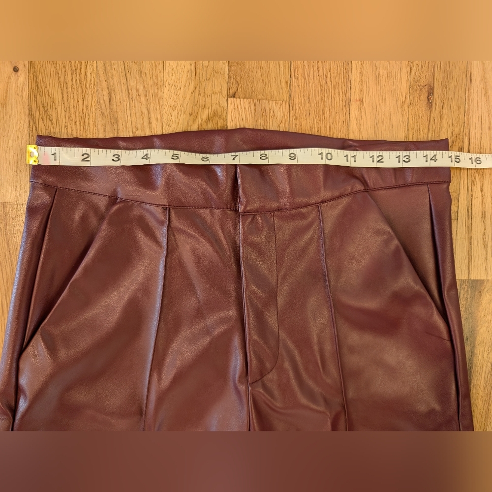SOHO Apparel Burgundy Faux Leather Pants Women’s Medium - NWT - Picture 8 of 16